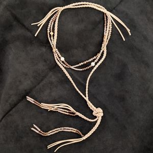 🦋LAST 1🦋 Lovoda Beaded Leather Wrap Necklace, Tan
